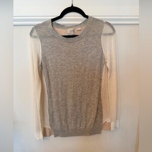 0 Degrees Celsius Gray Knit Sweater with White Mesh Sleeves